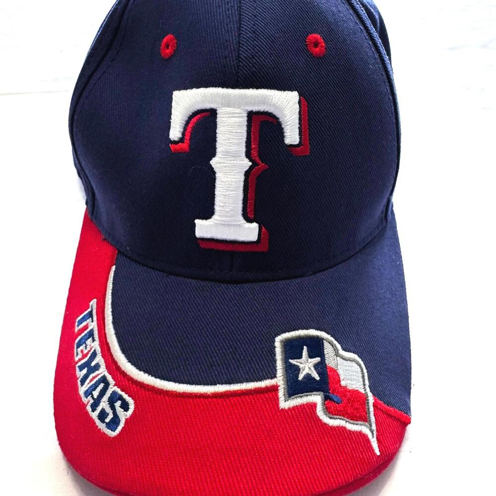 Fan Favorite Texas Rangers‎ MLB Baseball Cap Navy Blue Red Adjustable Hat OSFA
